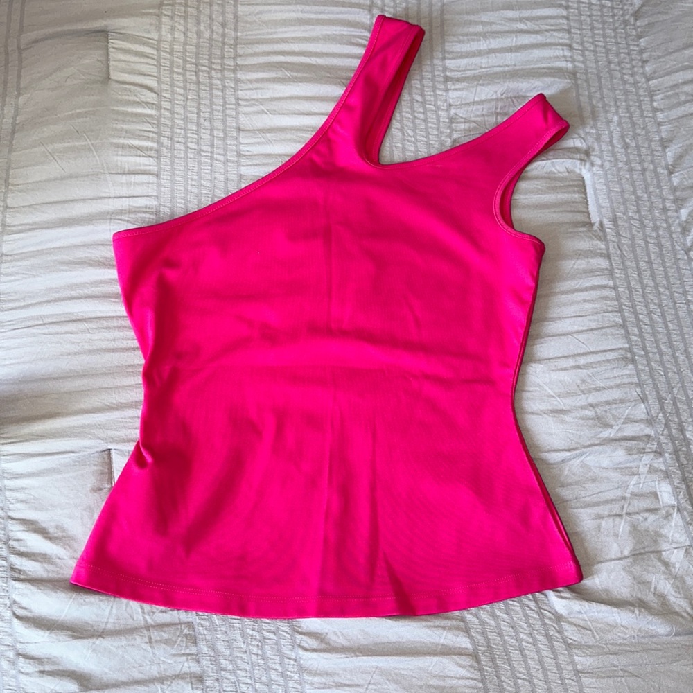 Hot pink, one shoulder strap top